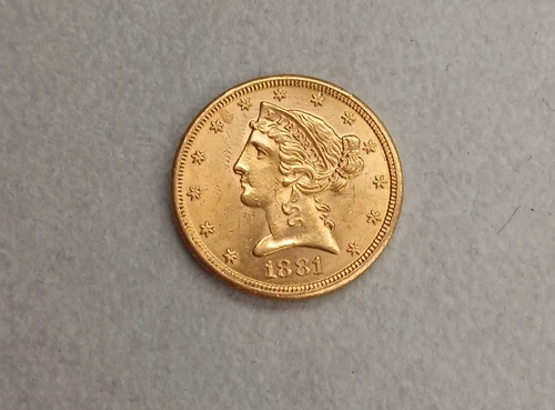 Gold 1881 $5 Liberty Head Gold Half Eagle 8.36g pure gold  TP-0764