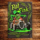 [Retro Style Hot Rod Sign] Vintage Rat Fink Hot Rod Aluminum Tin Metal Signs