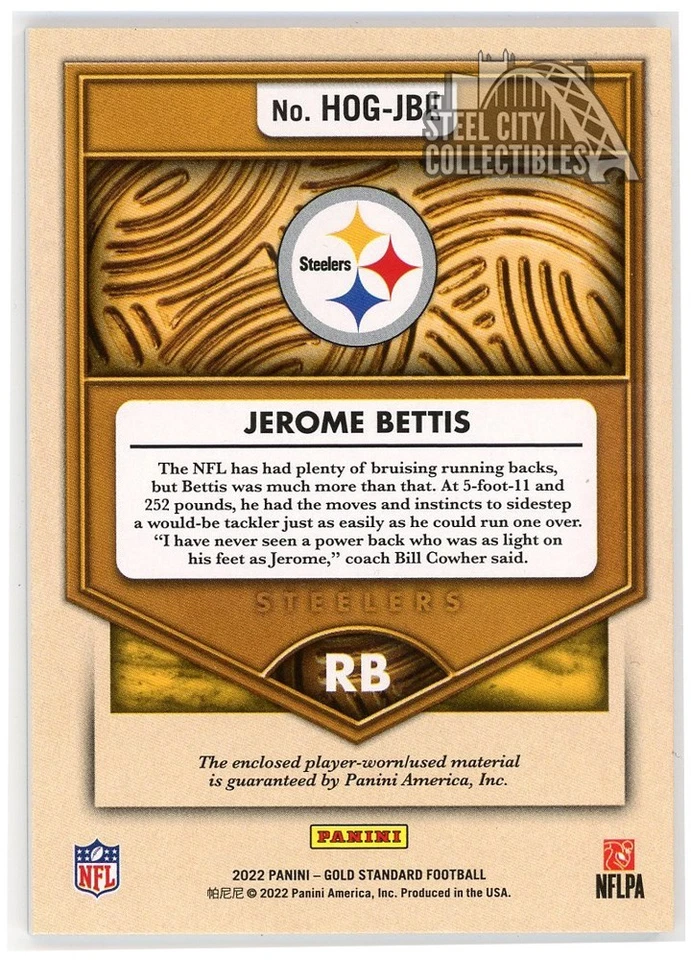 Jerome Bettis 2022 Panini Gold Standard Hall Of Gold Premium Patch #HOG-JBE 1/1 - Image 2 of 2