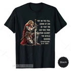Christian Prayer Warrior T-Shirts Armor of God Knight Templar Verse Saying Lord