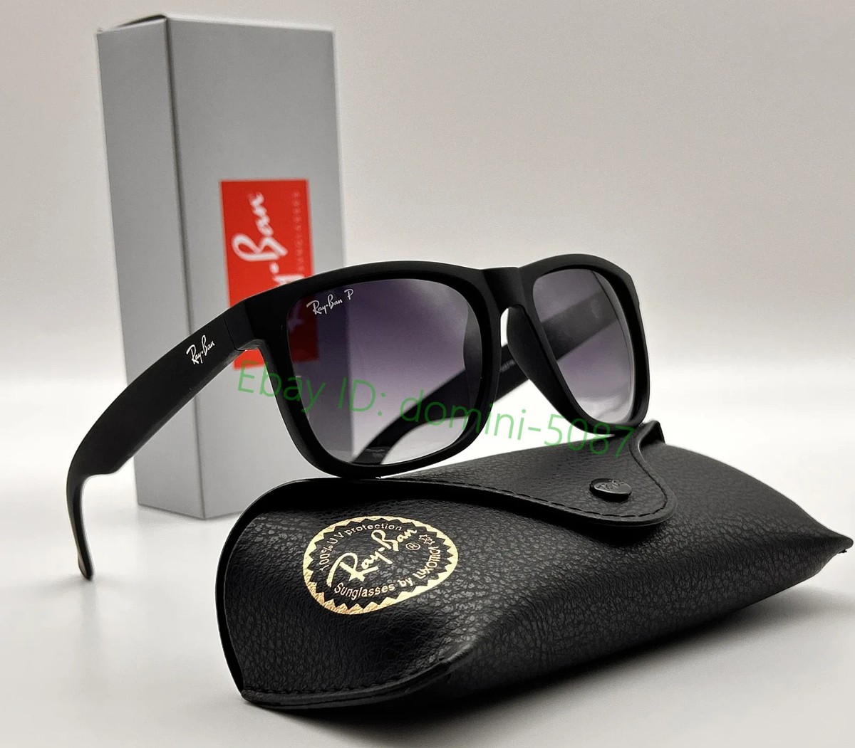 小物 Ray-Ban JUSTIN RB4165F 622/T3 Ray-Ban Justin RB4165 622/T3 Matte Rubber Black Grey Polarized