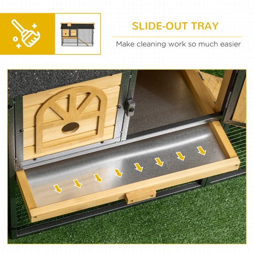 Rabbit Hutch, 2 Tiers Outdoor Guinea Pig Hutch w/ Tray & Ramp for 1-2 Rabbits