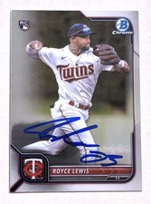 ROYCE LEWIS Signed/Autographed 2022 Bowman Chrome RC Rookie Card #92 w/COA b. rookie card picture