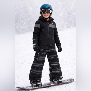686 Smarty Youth Boys Snowboard Cargo Pants Black Green Stripe Insulated Youth M