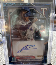 Topps 2024 Bowman Chrome Auto #CPA-SW Sebastian Walcott Rangers 150/150 bookend