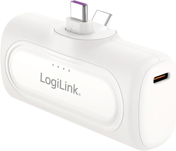Logilink Powerbank 5000Mah USB-C Schnelllader 20W Pd Laden Weiß Power Bank-image