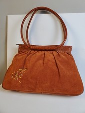 Vintage Velvet Handbag With Floral Embroidery - Boho Chic