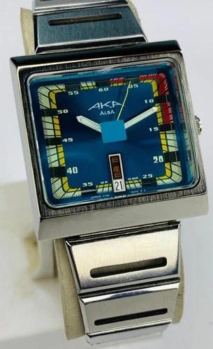 Vintage Seiko Alba Aka Blue Dial V733-5A40 Men's Quartz Watch