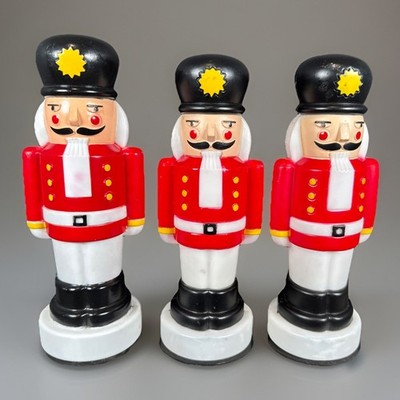   3 VTG Empire Christmas Blow Mold Nutcracker Toy Soldiers 10  Light Toppers