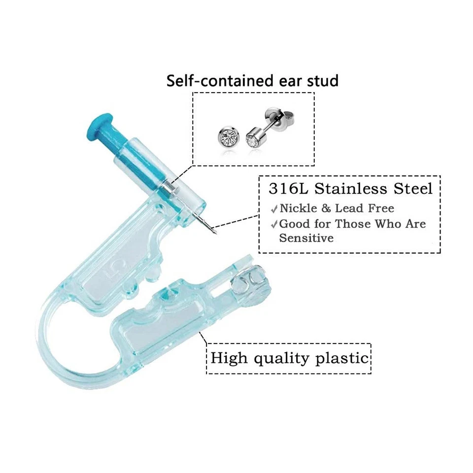 Kit de piercing de orelha, 8 peças 4mm kit descartável auto-orelha pericings com parafusos de orelha... - Imagem 2 de 4