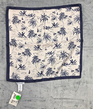  75 New ETON Men's 100 Silk Pocket Square Blue White PALM SAILBOAT Handkerchief