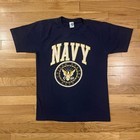 Camiseta mediana vintage azul marino Artex de la Marina de los Estados Unidos