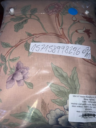 Matouk Schumacher King Duvet Simone Linen Apricot Floral New - Picture 2 of 3
