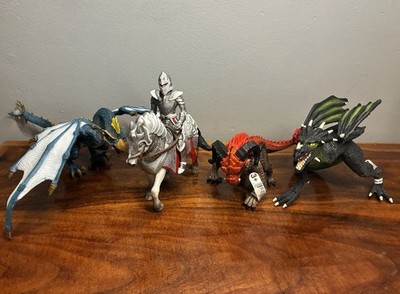 Schleich Battering Ram Dragons Silver Knight w/ Horse Figure Creature Animal Lot