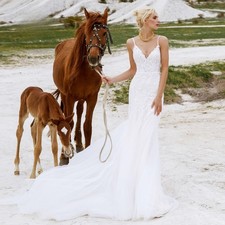 Mermaid Wedding Dresses Appliques Sweetheart Spaghetti Straps Beading Bride Gown