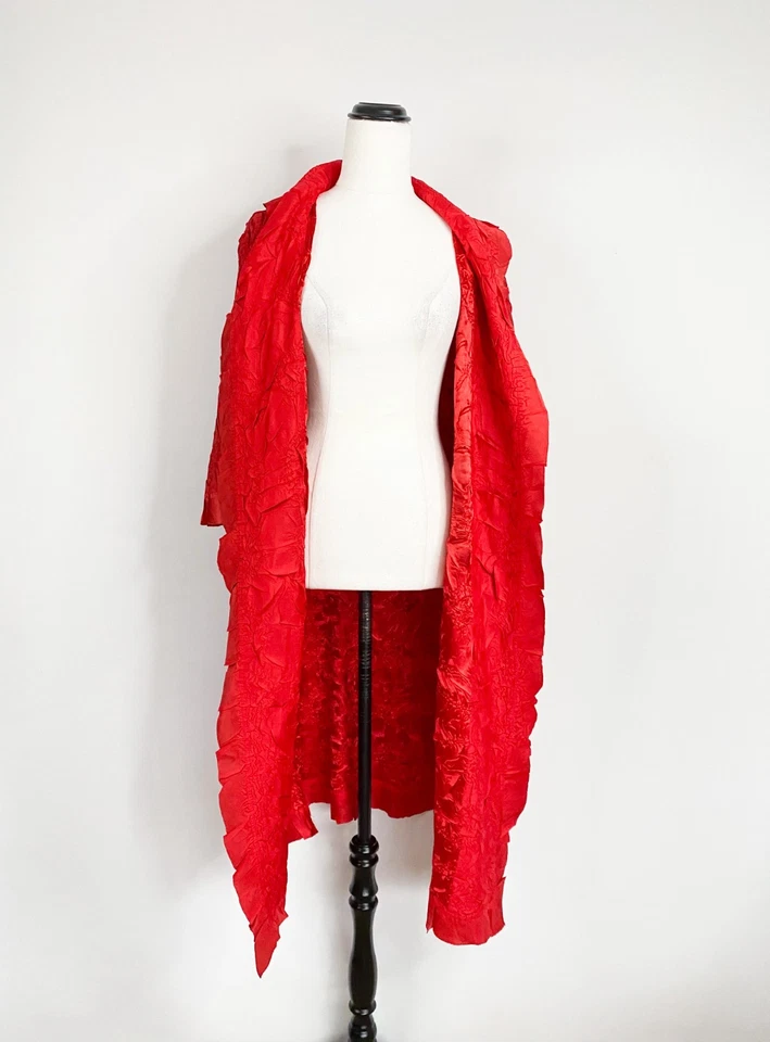 NWT $245 ALQUEMA duster coat jacket sz 1, S-M / red laser-cut crush pockets open - Image 4 of 4