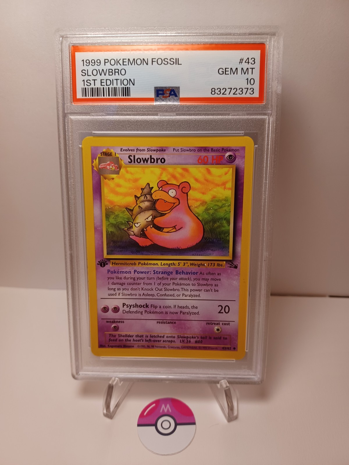 Slowbro 1st Edition 1999 Fossil #43 PSA 10 Gem MT