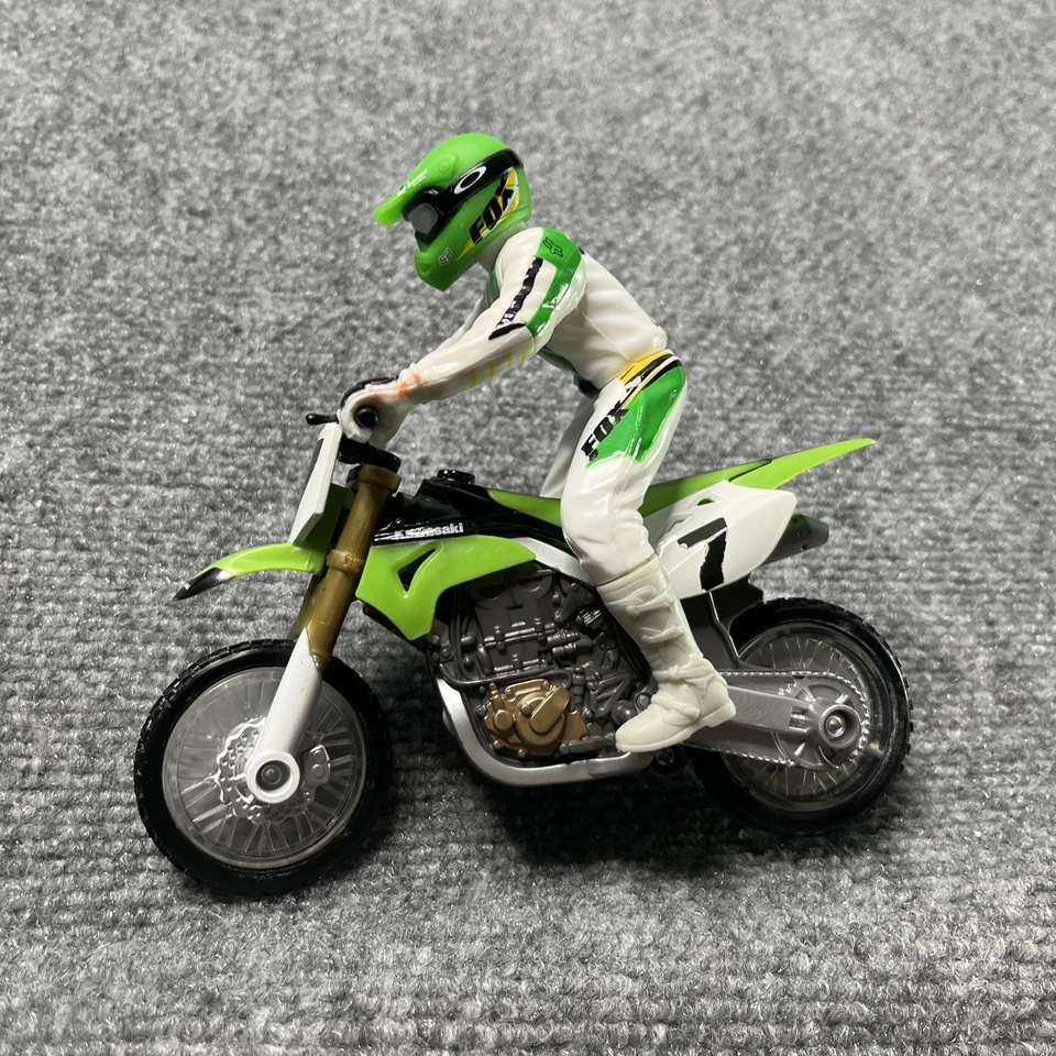 Mattel Motocross James Stewart #7 Super-Cross 2006 Toy KAWASAKI KX KXF Green 6" - Image 2 of 4