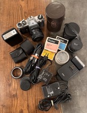 Vintage PENTAX Spotmatic 35mm Camera Parts Lot Lenses Filters Flashes PARTS