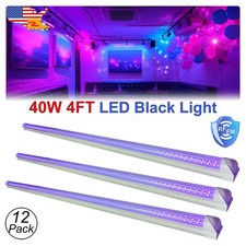 12Pack UV LED Black Light Bar 4FT 40W with US Plug for DJ Party Club Party D cor