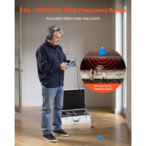 Pipe Water Leak Detector for Indoors, 1Hz-10000Hz, 7" Touchscreen Plumbing Water