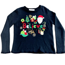 Vtg Tiara International Ugly Christmas Sweater Women S Believe Santa Tree Gifts