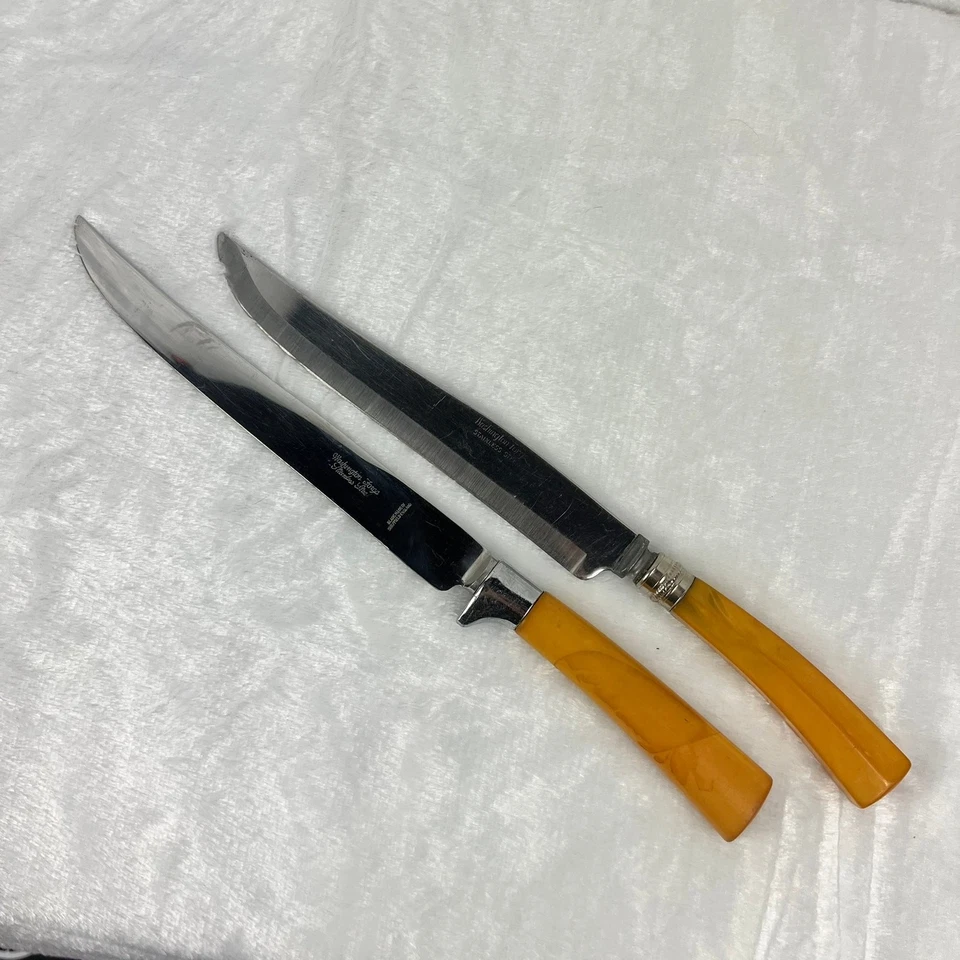 Lote de 2 cuchillos para tallar con mango de baquelita Washington Forge de colección 11,5" acero inoxidable EE. UU. Foto 2 de 4