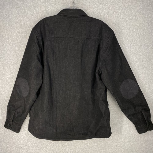 Death Wish Coffee Co. Black Denim Work Jacket Mens Medium Logo Patch Workwear - Picture 2 of 9