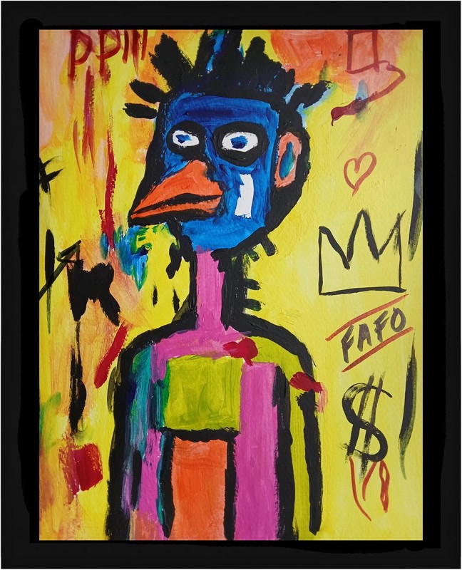 ABSTRACT /EXPRESSIONISM 11x14 Beak Man Modern Street ART Colorful  Painting