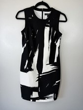 Banana Republic Sleeveless Knee Length Lined Black White Dress   Workwear Size 0