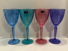 4 PC Marquis By Waterford Multicolor Sparkle Crystal Wine Glasses Goblets