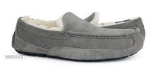 UGG Ascot Grey Suede Fur Slippers Mens Size 10 -NIB-