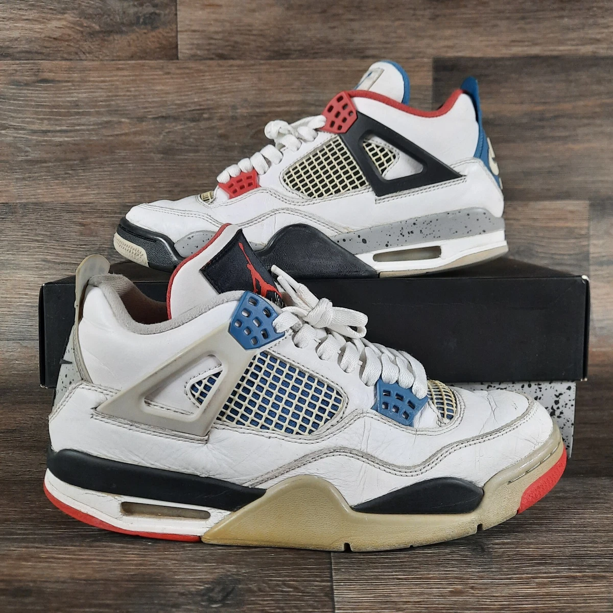 Nike Air Jordan 4 SE What The Cement White Red Blue Mens Size 8.5