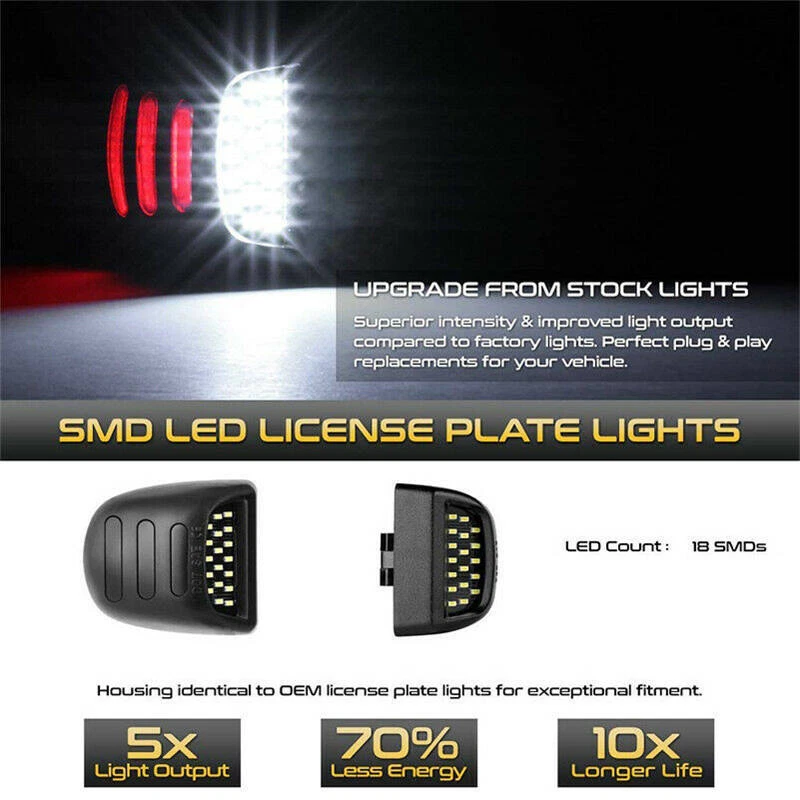 Plug-N-Play LED License Number Plate Light For Chevy Silverado 1500 2500 3500 - Image 3 of 4