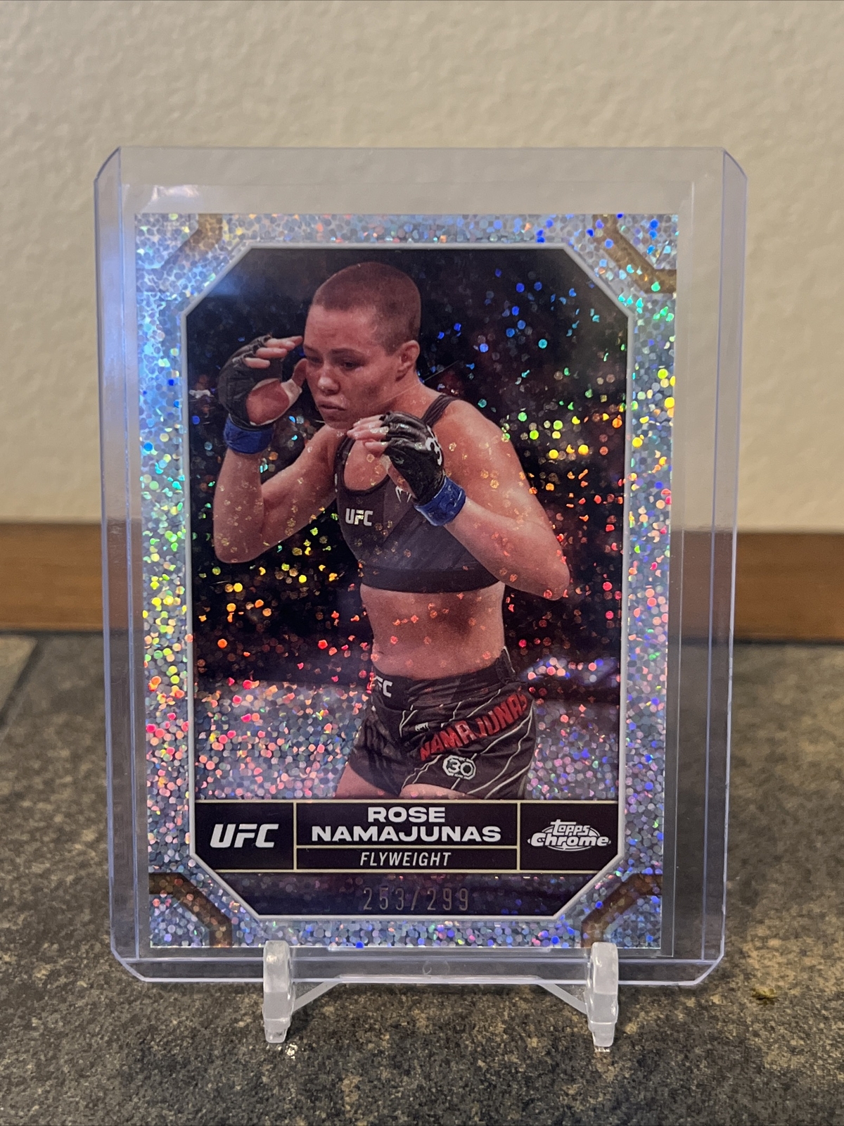 Rose Namajunas 2024 Topps Chrome UFC Sparkle Refractor Speckle /299