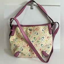 COACH HERITAGE CHELSEA PINK TRIM logo SIGNATURE tote shoulder bag F16481