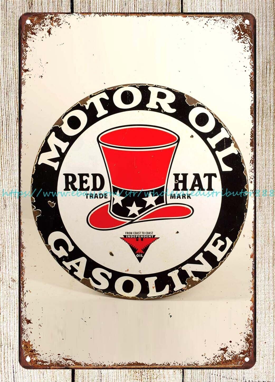 Vintage Red Hat Man Cave Metal Tin Sign Wall Art Decor