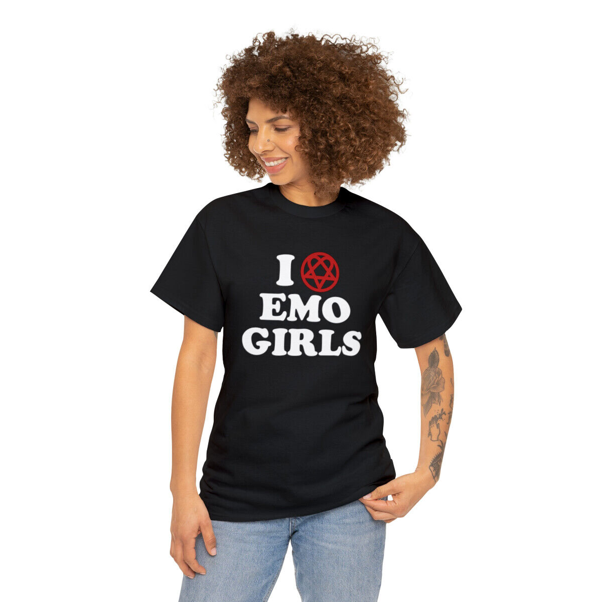  Womens I LOVE HEART EMO GIRLS V-Neck T-Shirt