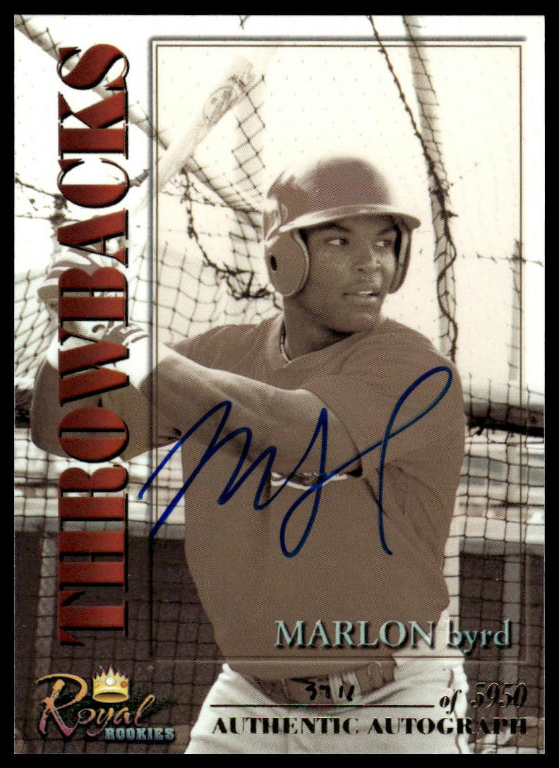 2001 Royal Rookies Throwbacks #8 Marlon Byrd Autographs #/5950