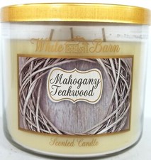 Bath Body Works White Barn MAHOGANY TEAKWOOD 3 Wick Candle, 14.5 oz., NEW