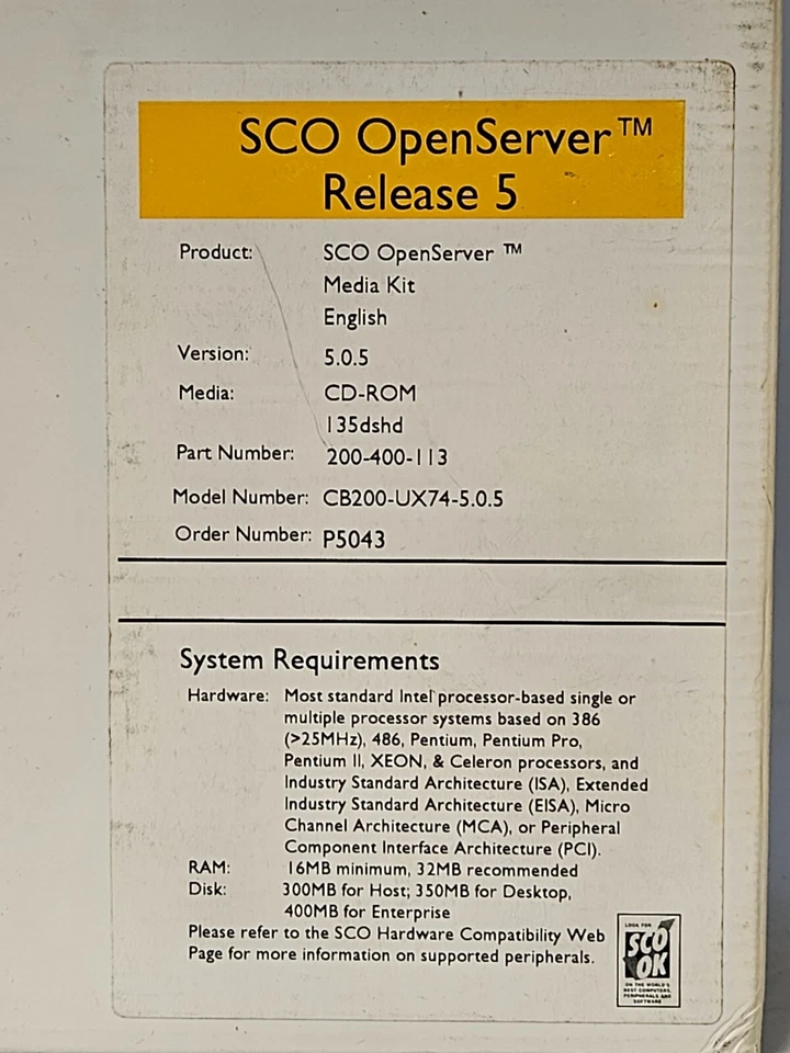 Vintage SCO OpenServer Release 5.0.5 - Image 4 of 4