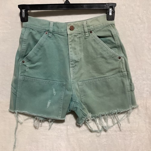 Urban Outfitters BDG Cut Off Carpenter Shorts Womens 26 Green Two-Tone High-Rise