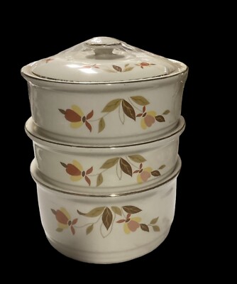 Vintage Hall Autumn Leaf Jewel Tea Dunbar 4 Piece Stacking Bowl ...