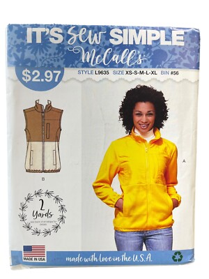 McCalls Sewing Pattern L9635 Vest Coat Jacket Misses Size XS-XL