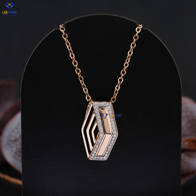 0.15 TCW Round Brilliant Cut Moissanite Diamond Pendant 10K Rose Gold Labstone