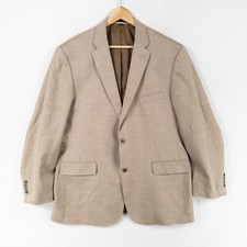Jos. A. Bank Suit Jacket Mens 46 LONG Tan Brown Woven Wool Blend Double Vent