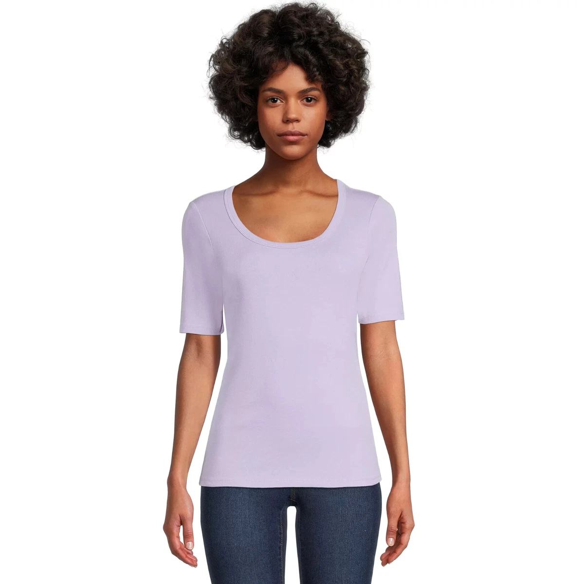 time and tru scoop neck elbow sleeve tee