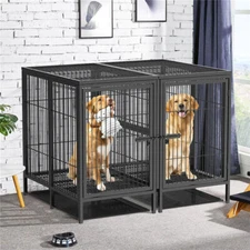 Reliable Metal Dog Cage Heavy Duty Pet Crate Kennel w/ Removable Divider & Tray 
