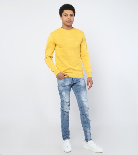 Bruno Leoni Men's Ripped and Crumpled Jeans Blue Color Middle Waist Casual  | eBay