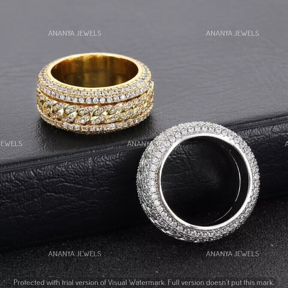 4 Ct Round Cut Moissanite Full Eternity Wedding Band Ring 14K Yellow ...